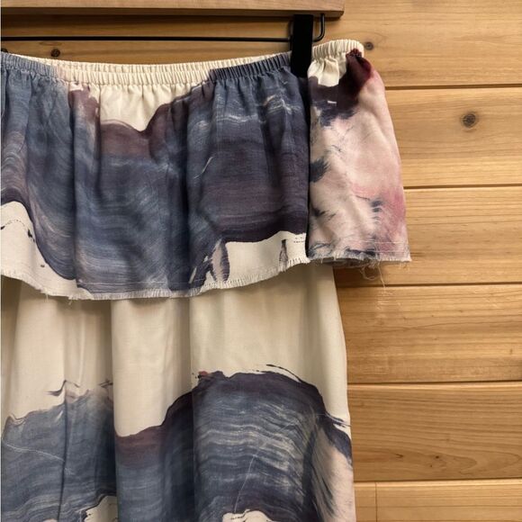 Go By GoSilk Anthropologie Size Small Abstract Watercolor Off The Shoulder Dress - Picture 6 of 14